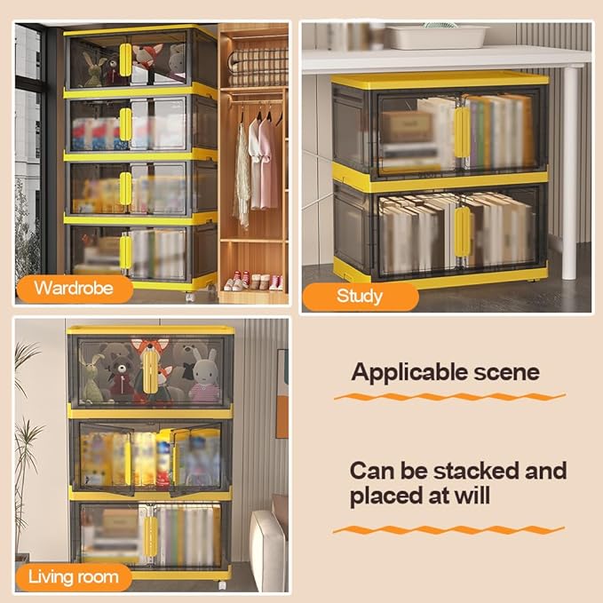 Plastic Storage Box with Lid Clear Storage Box with Lid and Wheels 1/2/3 Packs Stackable Storage Boxes Nestable Container for Bedroom Living Room Office