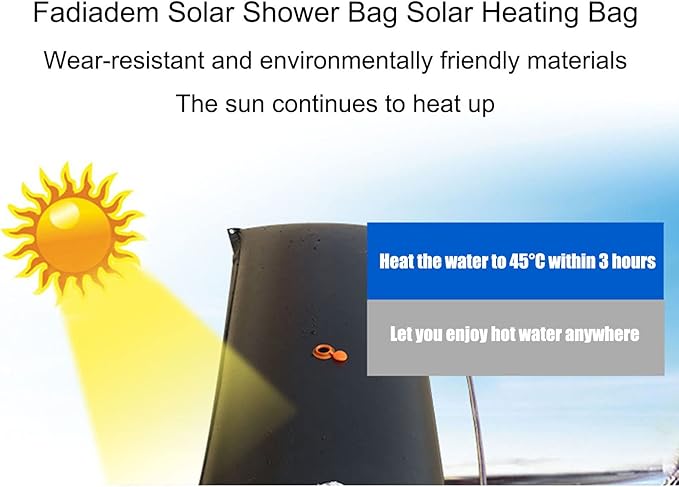 Large-Capacity Solar Heating Bag Outdoor Solar Shower Bag Camping Traveling Hiking Shower Clean Portable Shower Bag with Hose and Shower Head Collapsible Water Bladder Tanks Water Container