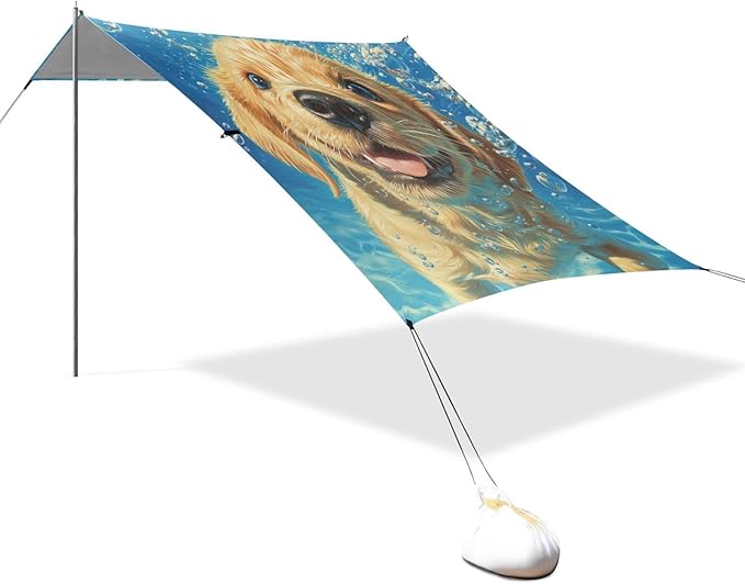 ALAZA Underwater Funny Puppy Dog Beach Tent Sun Shelter Portable Canopy Sunshade for Outdoor Camping Picnics Backyard Fun 10x9 ft