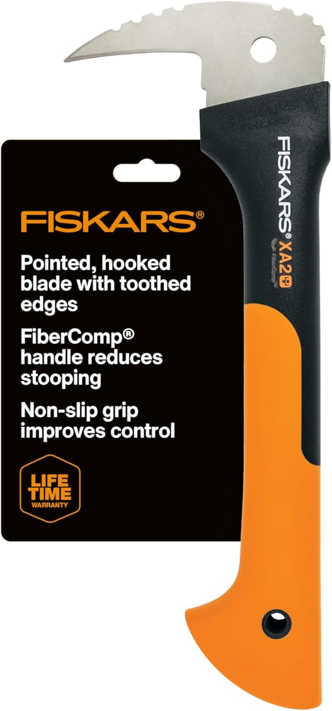 Fiskars 12 Hookaroon - Non-Slip Grip Handle with Pointed Angled Blade - Landscaping Tool for Rotating Dragging Stacking Logs - Black/Orange