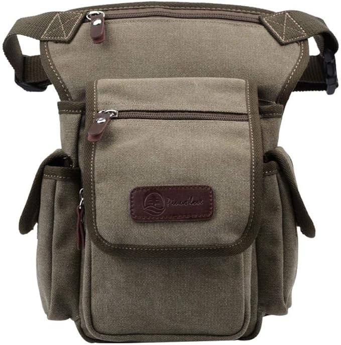 Motorcycle leg bag Drop Leg Bag Men Canvas Waist Drop Leg Bag Messenger Shoulder Fanny Pack Cross Body Thigh Hip Bum Belt for Travel Motorcycle Riding(Green)