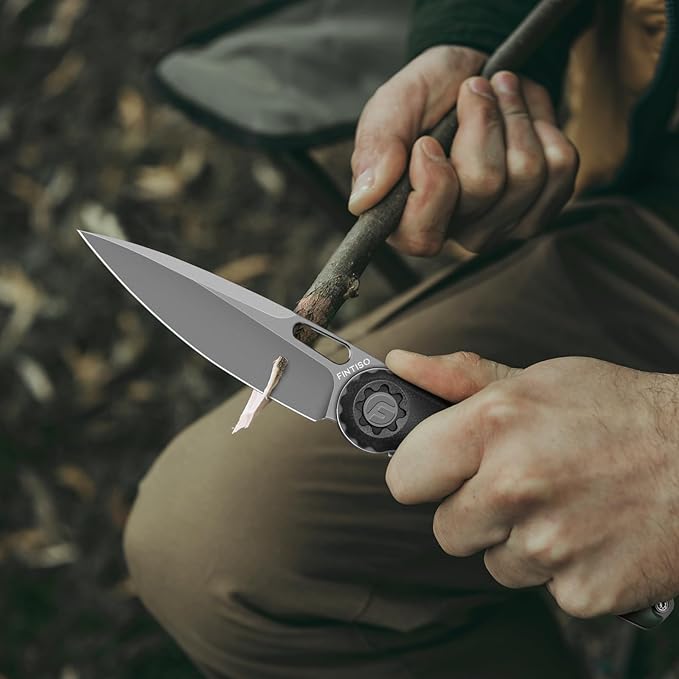 FINTISO Pocket Knife 3.5 Folding Knife Premium 14C28N Blade Bicolour G10 Handle Design with Pocket Clip for Men Women Small EDC Knife for Camping Hunting Hiking Survival and Outdoor Activities