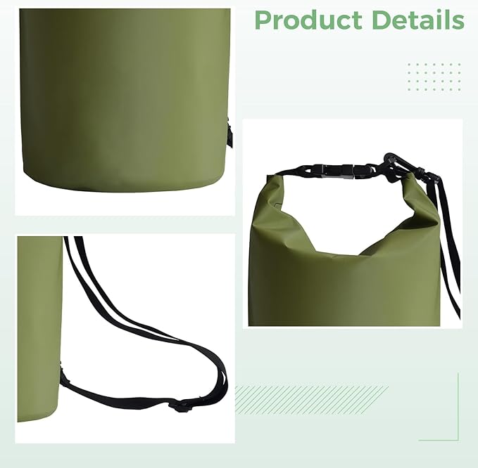 15L (529.1OZ) Dry Bag Backpack Waterproof PVC for Kayaking and Activities Outdoor Closure Roll-Top Adjustable Shoulder Straps Compact and Durable