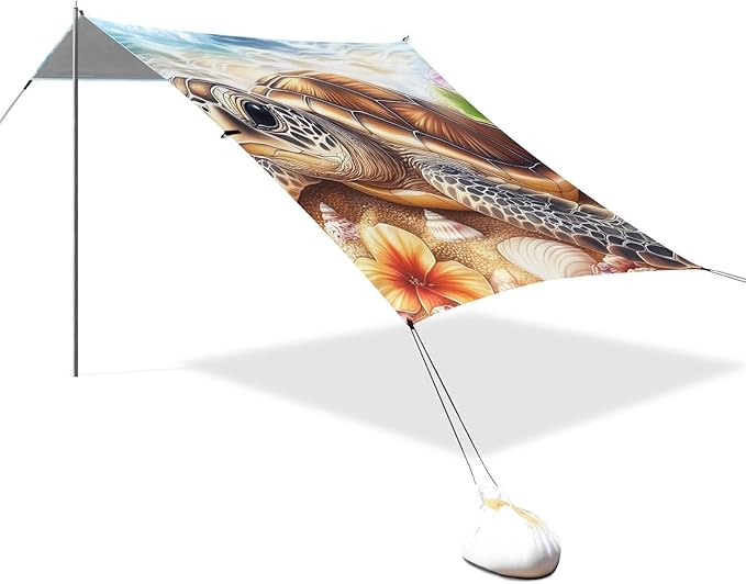 ALAZA Sea Turtle Beach Flower Beach Tent Sun Shelter Portable Canopy Sunshade for Outdoor Camping Picnics Backyard Fun 10x9 ft