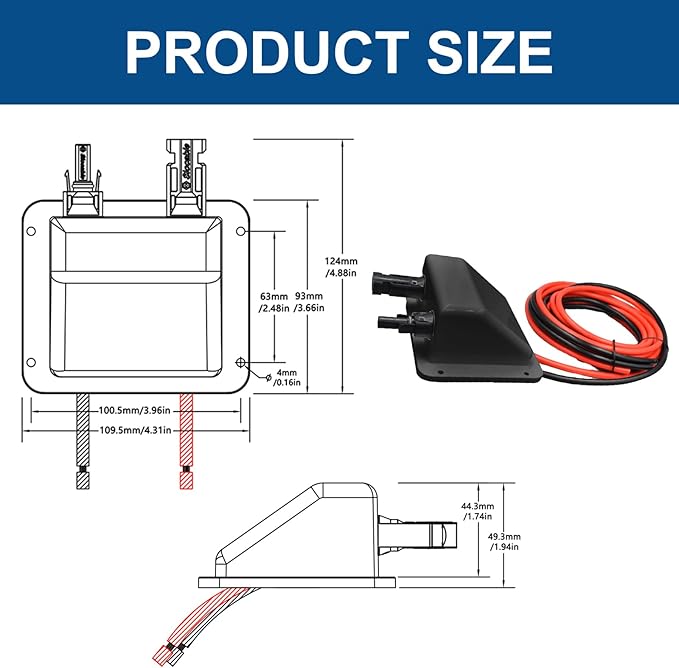 Solar Cable Entry Gland10Ft 10AWG Black Soft Solar Extension Cable and ConnectorUV Resistance Dual Cable Entry Gland Housing on RvBoatCamper (3m Black)