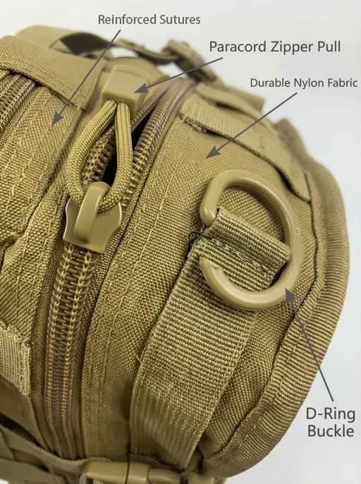 SMONT Coyote Brown Tactical Sling Bag - MOLLE Compatible Daypack Small Durable Backpack for Hiking Commute Work/EDC - Assault Range Bag Crossbody Chest Pack Single Shoulder Pack in Coyote