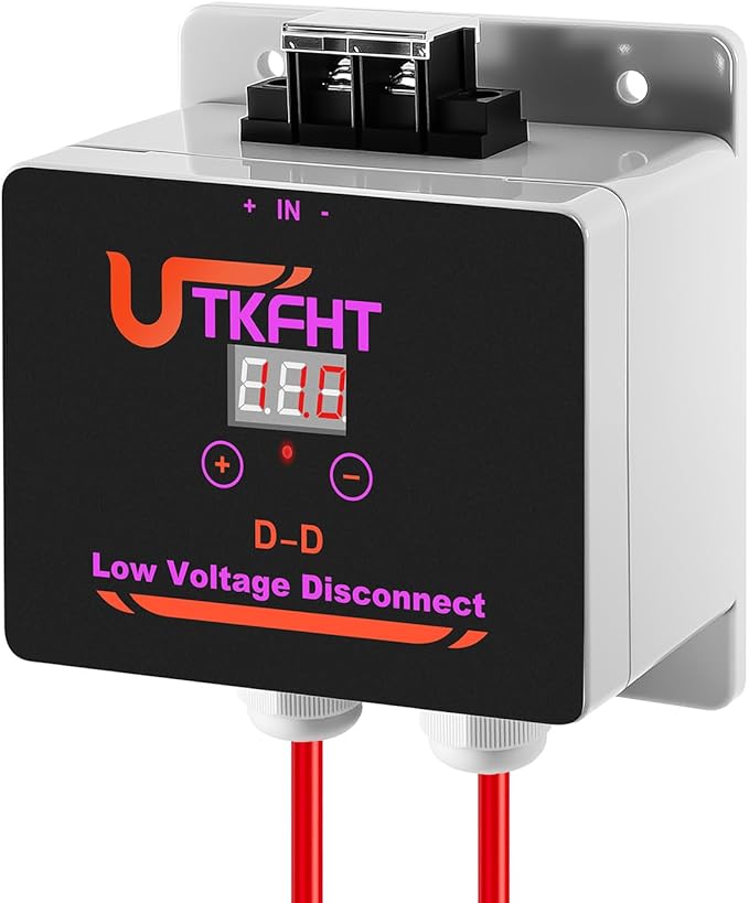 Low Voltage Disconnect Controller 12V-40V DC-DC Smart Battery Protection Module with Adjustable Cutoff Silent Solid-State Switch Real-Time Voltage Monitoring for RV Solar System and DC Projects