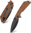 Eafengrow EF335 Folding Knives D2 Blade and Micarta Handle5 inch Closed EDC Pocket Folding Knife with Clip (Micarta Brown)