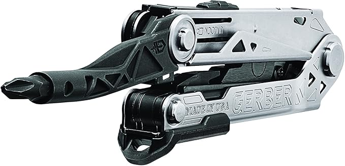 Gerber Gear Center-Drive - Bit Set &amp Berry-Compliant Sheath - 16-Piece Multipurpose Tool with Knife Wire Cutters Pry Bar Bottle Opener &amp More - Silver Black Sheath