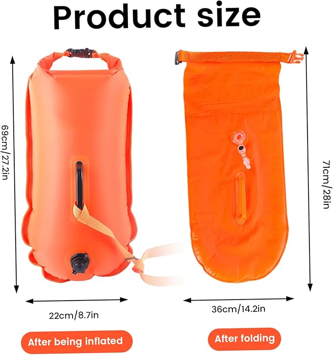 Swimming Buoy Portable Swim Buoy 50L with Adjustable Belt Waterproof Nylon Dry Bag High Visibility for Safety Open Water
