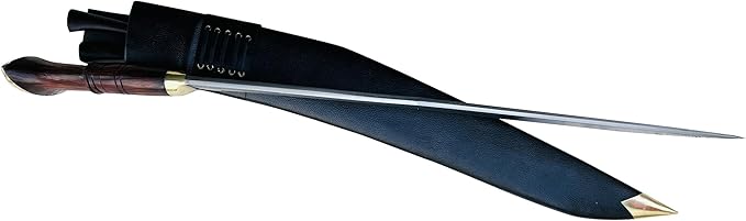 22 Sirupate Kukri - Authentic Hand Forged Blade Large Khukuri - Camping Survival Knife - High Carbon Steel Blade from Nepal - Tempered - Sharp - Rosewood Handle - Water Buffalo Leather Sheath
