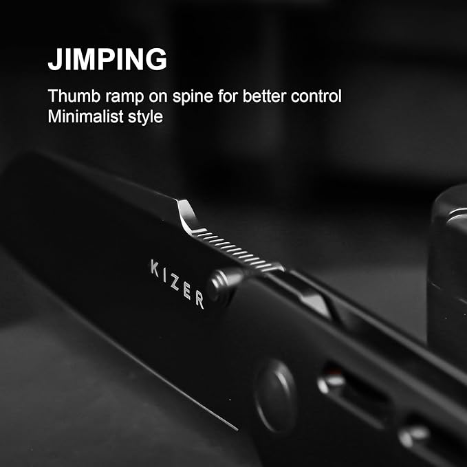 Kizer Crest Camping Folding Knives 3.05 S35VN Steel Sheepsfoot Blade Camping Knife with Black Titanium Handle Thumb Stud &amp Flipper Opener Frame Lock for Hiking Fishing Ki3714A2