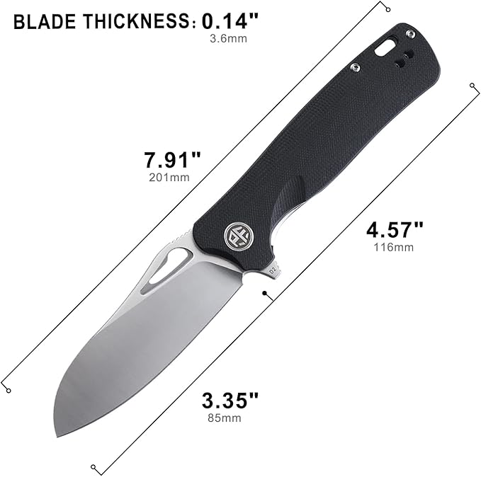 Petrified fish PF868 Bunta3.35 D2 Satin Blade146g G10 Handle Flipper Folding knife (Black G10 Satin)