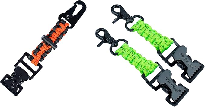 MELOTOUGH Tactical Glove Clip Holder Work Glove Holder Clip with Flint Rod for Tactical Backpack Tool Belt Outdoor Accessary (Orange + Lime 2pcs)
