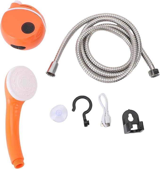 Fafeicy Portable Camping Shower Rechargeable 2200mAh Battery Shower Pump System with 1.8m Hose for Outdoor Travel Car Washing Pet Bath