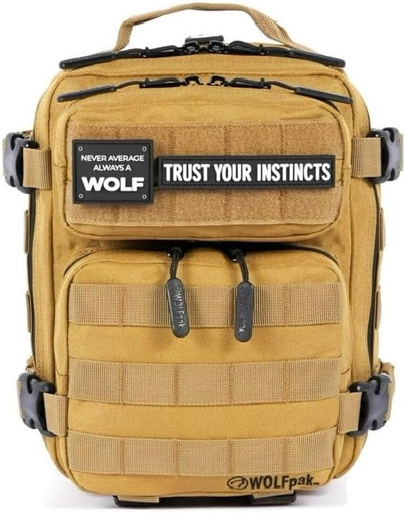 WOLFpak 9L Mini Tactical Backpack for Men &amp Women | Compact Small Everyday Carry Bag for Gym School Travel | Durable Water-Resistant Daypack with Molle System and Patch Panel (Khaki)