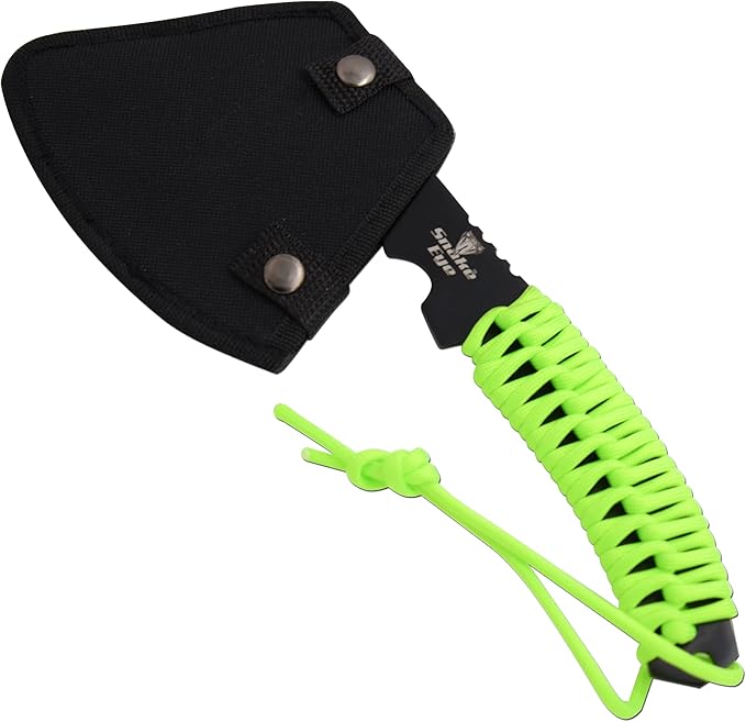 Snake Eye Tactical Compact Tomahawk Full Tang | Camping Axe | Outdoors | Gaming (Green Cord)