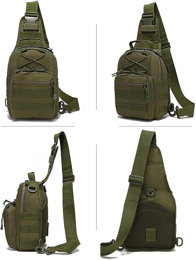 Tactical Backpack Waterproof Military Cross-body Molle Single Shoulder Backpack Chest Bag for Outdoor Every Day Carry (Military Green)