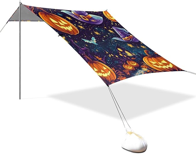 ALAZA Pumpkin Magic Hat Beach Tent Sun Shelter Portable Canopy Sunshade for Outdoor Camping Picnics Backyard Fun 10x9 ft
