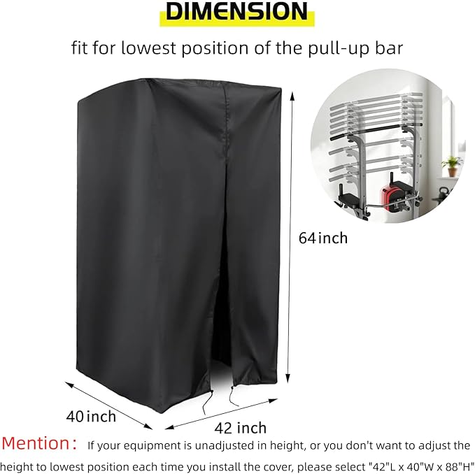 Protective Cover for Pull Up Bar Station Waterproof&amp Dustproof Cover for Power Tower/Pull Up Dip Station-Indoor or Outdoor - 42L x 40W x 64H