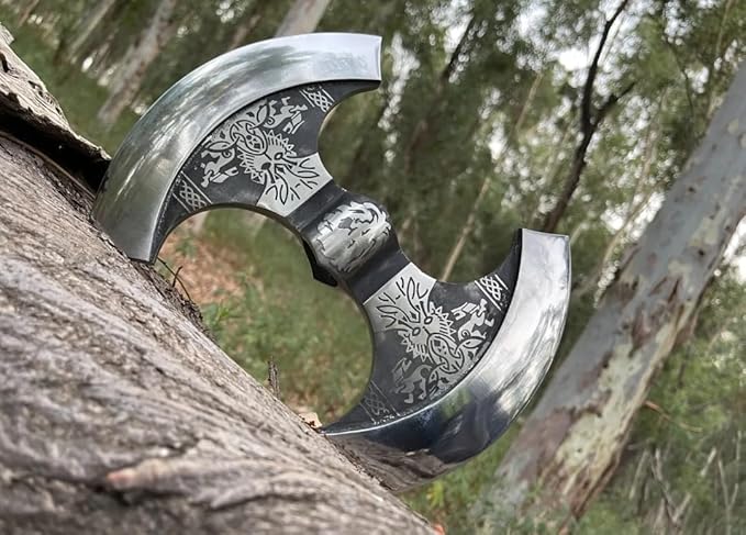 Empire Handmade Carbon Steel Viking Beautiful Double Edge Axe Head - Bearded Axe - Hand Forged Axe Head with Leather Sheath by Empire Industry