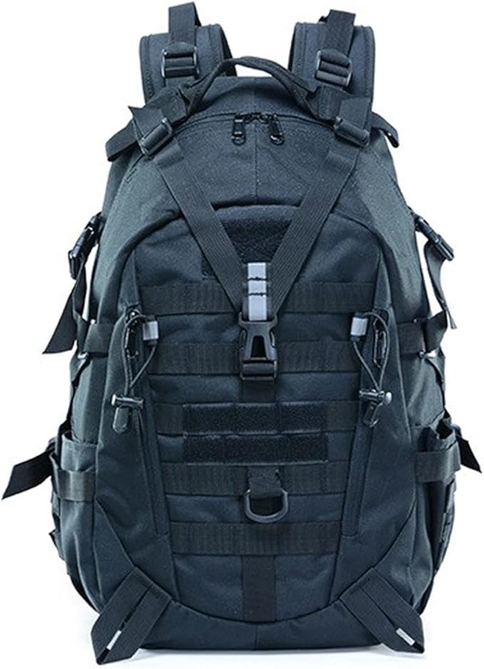 40L Camping Backpack Men's Travel Bags Tactical MOLLE Reflective Climbing Rucksack Hiking Fishing(Black)