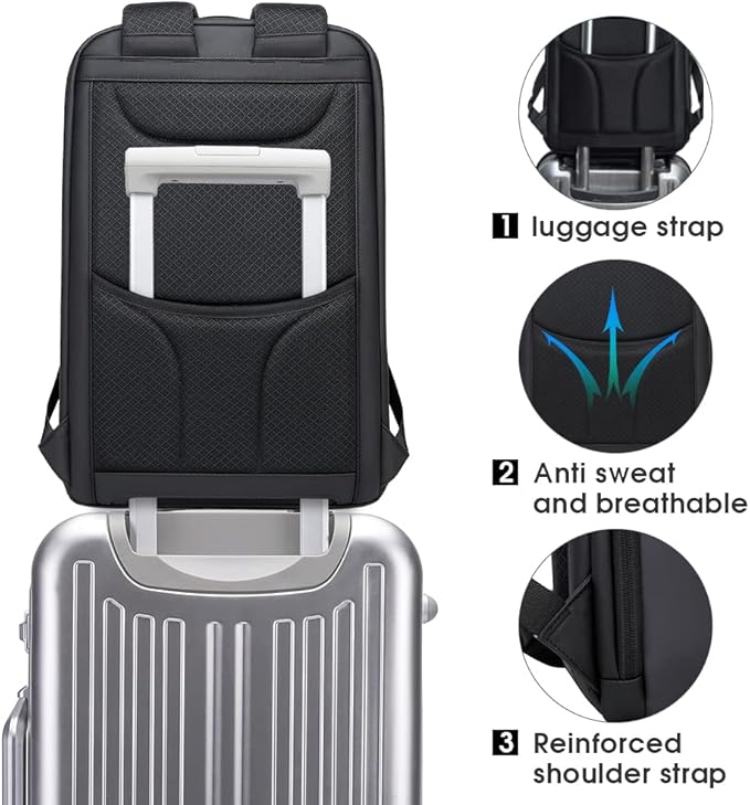 BANGE Business Smart Backpack Waterproof fit 15.6 Inch Laptop Backpack with USB Charging PortTravel Durable Backpack