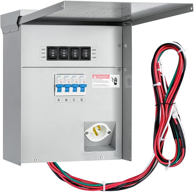 briidea Home Integration Generator Transfer Switch Kit 15 Amp 120V 4-Circuit Indoor/Outdoor Generator Transfer Switches with IP 67 Waterproof Prewired All Ready for a Next Power Outage