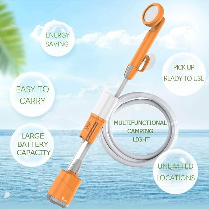Portable Shower Camping Shower 2200mAh Rechargeable Outdoor Shower with Pump and LED Light Portable Shower for Camping Kit for Hiking Travel Car Pet