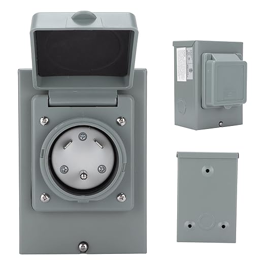 30a Power Socket 17.0×12.0×12.0 Generator Power Inlet Box 3750w Outdoor Weatherproof Convenient Installation Accessory for RV Compatible with RV Power Cords Perform