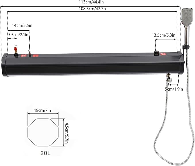 20L Portable Water Tank for Camping Roof Rack Mount Road Shower