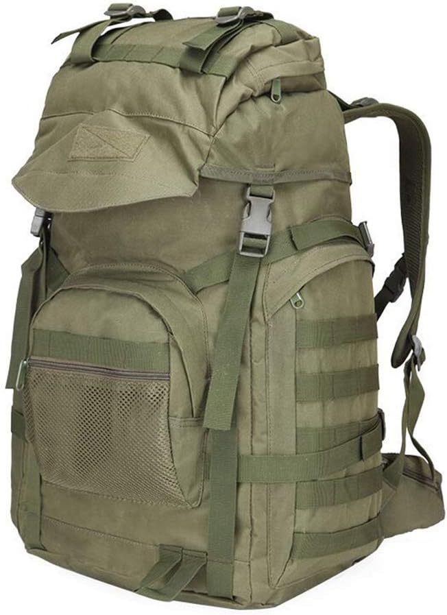 Outdoor Sports Pack Hiking Bag Tactical Rucksack Camo Knapsack Combat Camouflage Tactical Molle 50L Backpack - Green