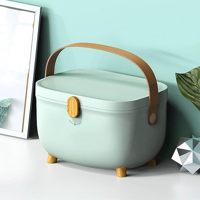 Oval Storage Box Household Double Layer Large Capacity Multicompartment Organizer Box for Home Dorm (Light Green)