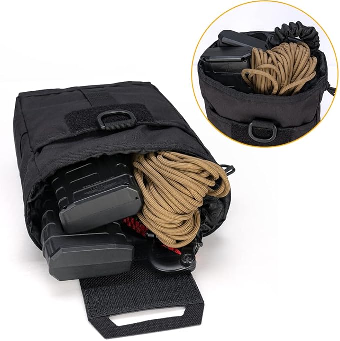 IDOGEAR Molle Dump Pouch Tactical Pouches Roll-up Drawstring Mag Pouches Foldable for Battle Belt Vest Plate Carrier Backpack Utility Folding Dump Pouch Waist Bag