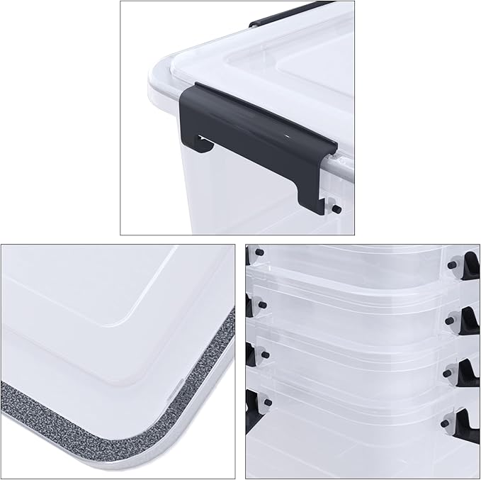 10 Quart Airtight Storage Tote pack of 6 Clear Latching Storage Box