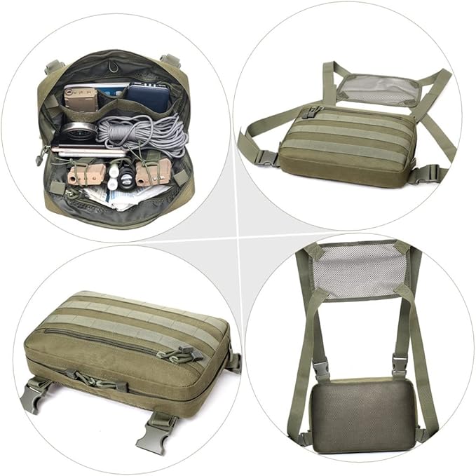 LIFKOME Adjustable Shoulder Bag for Men Nylon Camping Chest Bag Capacity for Hiking Hunting