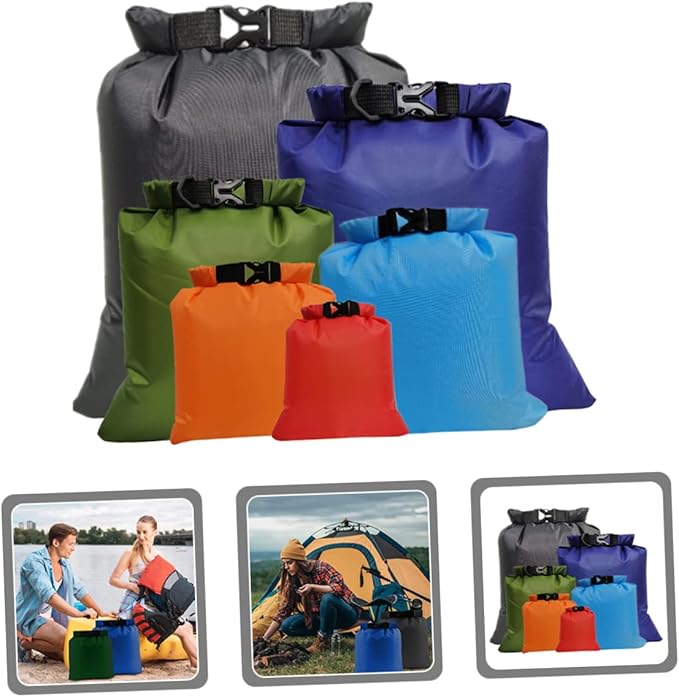 HANABASS 6pcs Dry Compression Pouch Set for Outdoor Adventure Multi Drifting Bags for Kayaking Hiking and Camping and Wear-resistant Storage
