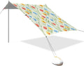 xigua Wildflowers Beach Tent Sun Shelter with Carrying Bag - Silver Coated Oxford Fabric Beach Canopy for Beach Camping Fishing - Includes Windproof Ropes Sandbags &amp Stakes