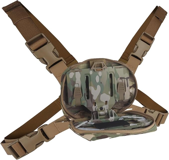 Tactical Phone Chest Mount with Universal Molle Pouch Chest Vest Rig Bag Pack Molle Foldable Navigation Universal Phone Holder Board for Hunting
