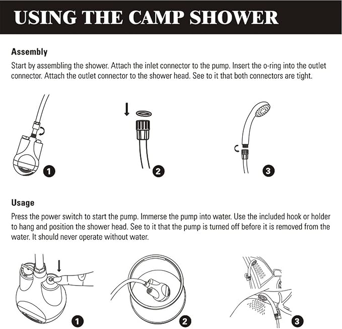 KSTYLE Portable Showers Camping Shower Camping Shower with Submersible Pump Portable Outdoor Shower Water Pump for CampingOrange