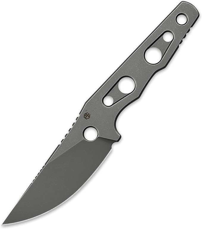 Petrified fish PFE18 Bison L 3.03 Fixed Blade Knife N690 Steel Skeleton Personalized Knife Stonewashed Blade for EDC (Gray Stonewashed)