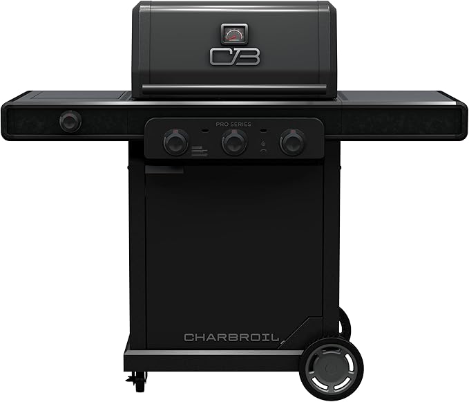Charbroil Pro Series Amplifire Technology 3-Burner Propane Gas Grill and Griddle Cabinet with Side Burner Black - 463366724