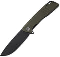 Petrified fish PFB02 Loco Pocket Knife 3.70 D2 Satin Blade Camping Knife 5.29oz G10 Handle Flipper Liner lock Folding knife for EDC (Green Black Stonewashed)