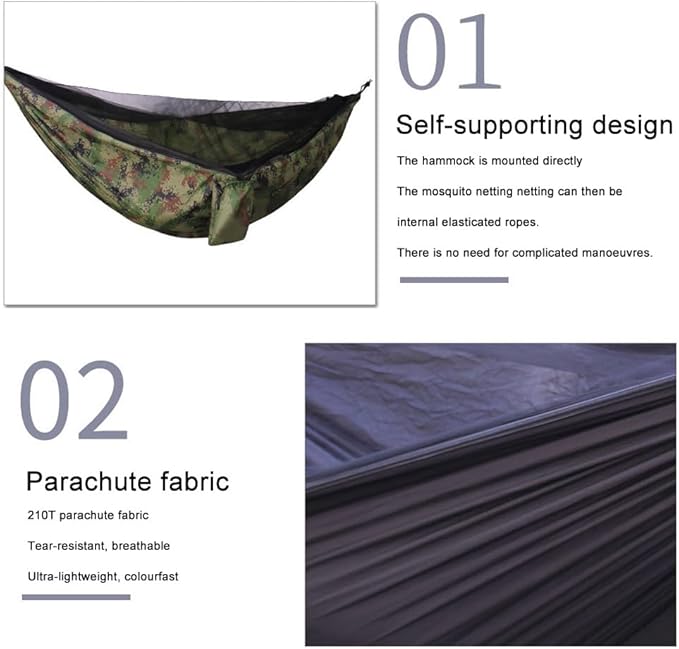 Portable Hammock Standhammock FrameElasticated Automatic Quick-open Ultra-light Nylon with Mosquito Net Hammock Suitable for Travelling and Camping(Army Green)