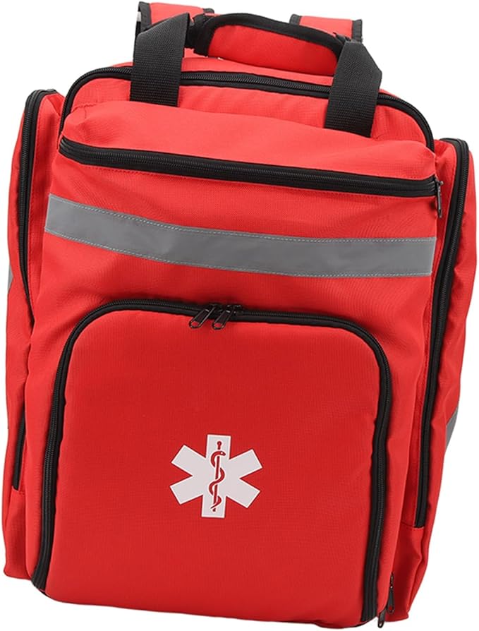Firefighter Bag Large Capacity Durable Emergency Medical Backpack First Responder Gear for Travel Camping Red 600DPU Oxford Cloth 858g
