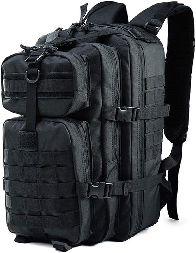Outdoor Sports Pack Hiking Bag Tactical Rucksack Camo Knapsack Combat Camouflage Tactical Molle 40L Backpack - Black
