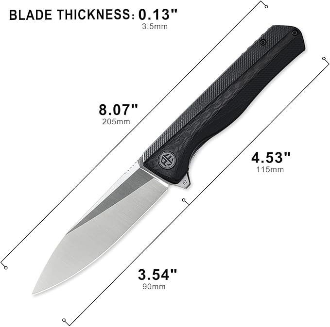 Petrified fish PF8183.54 D2 Blade104g G10 Handle Flipper Folding knife (Carbon fiber with G10 handle Satin)