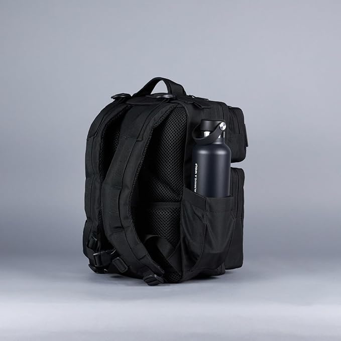 WOLFpak 15L Slim Tactical Gym Backpack - Durable 1000D Waterproof Oxford Material | Minimalist Daypack w/Laptop Pocket &amp Dual Cup Holders | Great for Travel &amp Everday Carry | (Nightshade)