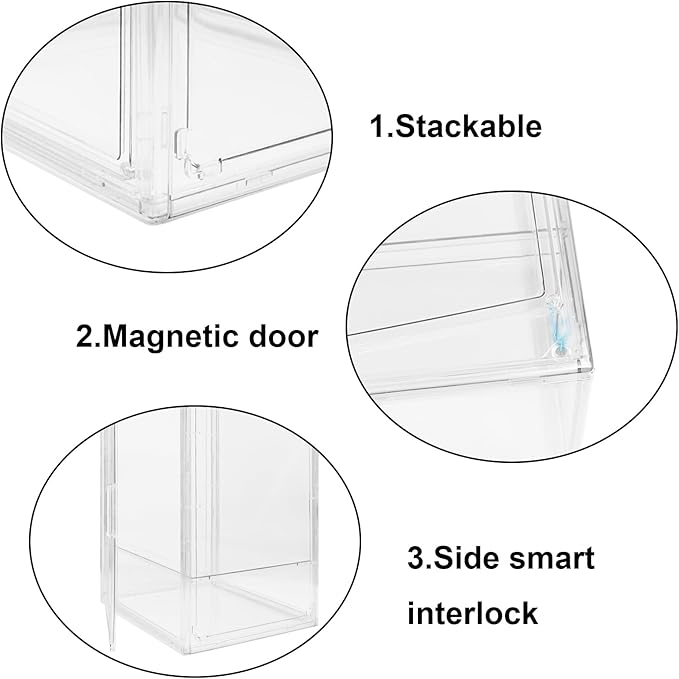 Acrylic Display Case - 2 Layers Transparent Doll Display Box Oversized with Magnetic Lid and Removable Partitions for Storing Dolls Models and Cosmetics