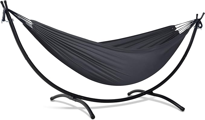 SUNCREAT Hammocks Standing Patio Hammock Portable Hammock with Stand Foldable Dark Gray